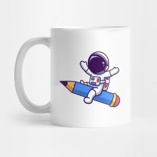 Astronaut Flying With Pencil Rocket Mug